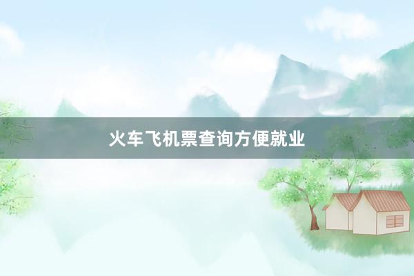 火车飞机票查询方便就业